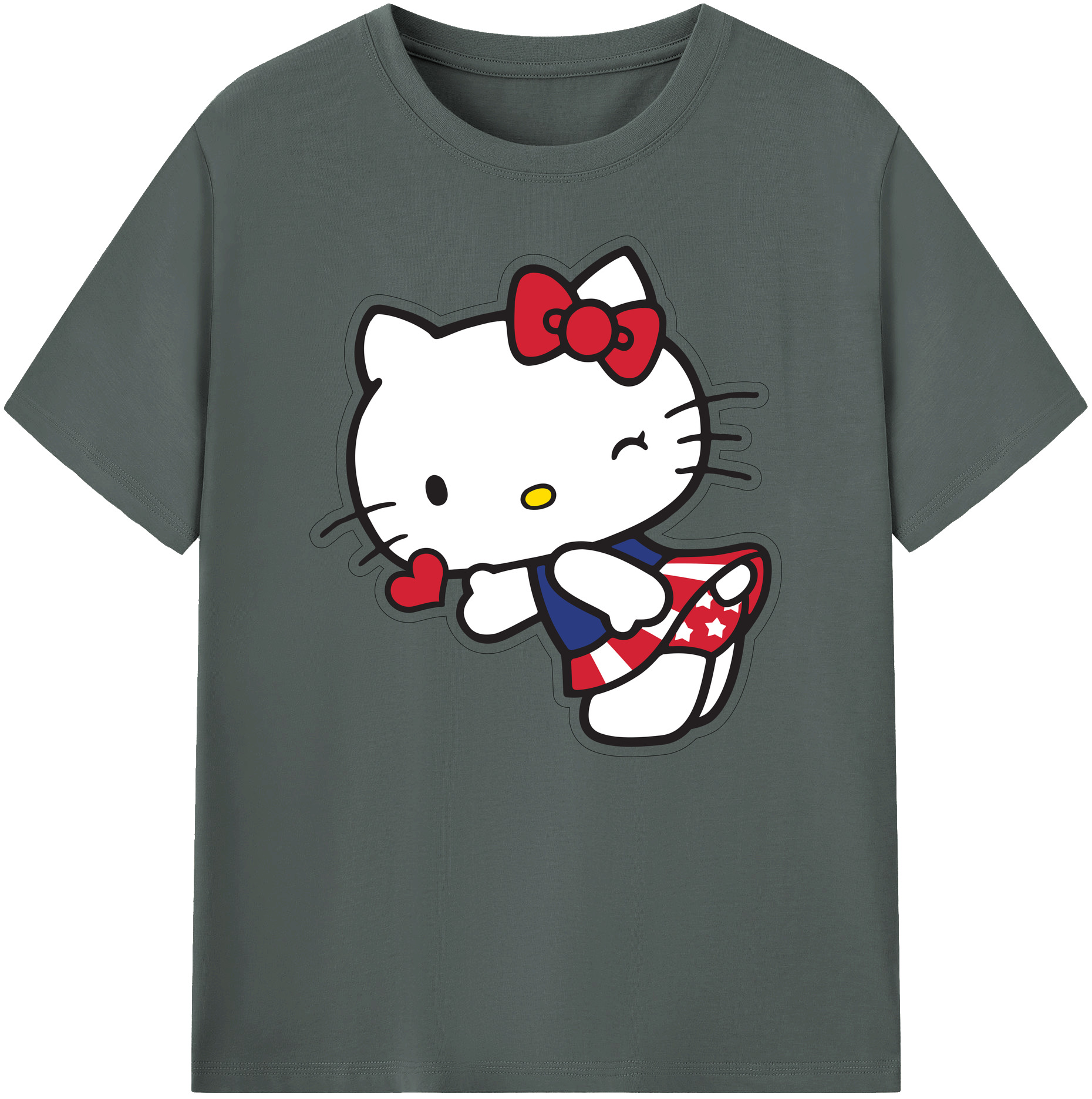 （画像用） Hello Kitty ハローキティ 綿100％ メンズ半袖Tシャツ｜肌触りやわらか＆通気性